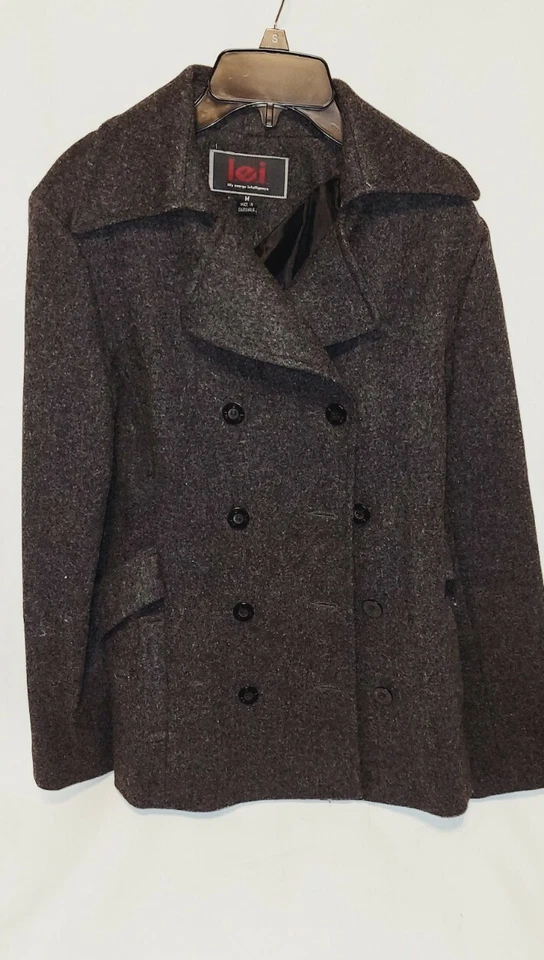 Chaqueta Abrigo Mujer Doble Pecho Guisante Gris Talla Mediana LEI WOOL  Foto 4 de 4