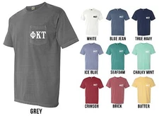 Phi Kappa Tau Fraternity Letters COMFORT COLORS POCKET Shirt - NEW