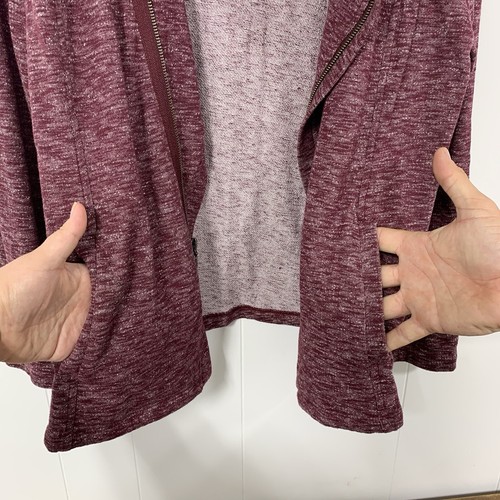 G.H. Bass & Co. size XXL Women’s Burgundy Asymmetrical Zip Knit Cardigan Jacket - Picture 9 of 15