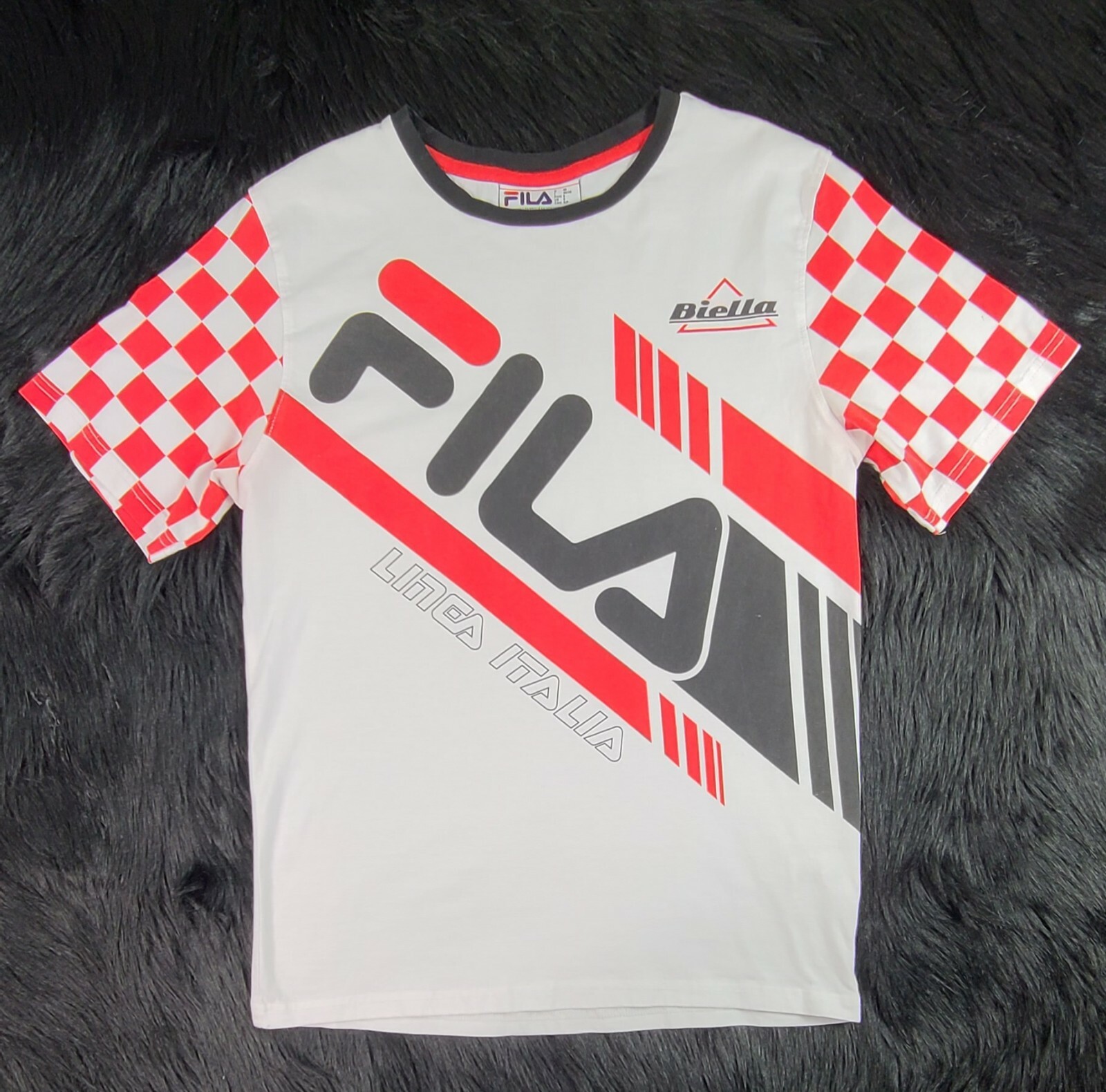 T shirt vintage Biella Lines Italia Uomo FILA TAGLIA(S) Spell Out