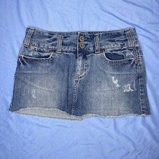 AMERICAN EAGLE Ultra Mini Skirt / Size 6 / Distressed / Stone Wash / Casual