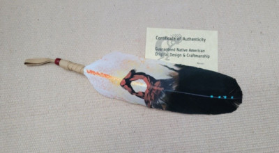 Native American Art Navajo Painted Feather Delicate Arch Hair Tie By ...