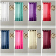 2PC SOLID SHEER VOILE PANEL INDOOR WEDDING GROMMETS WINDOW CURTAIN 