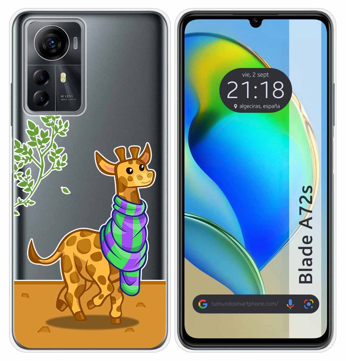 Cover Silicone Trasparente per ZTE Blade A72s Disegno Giraffa Disegni
