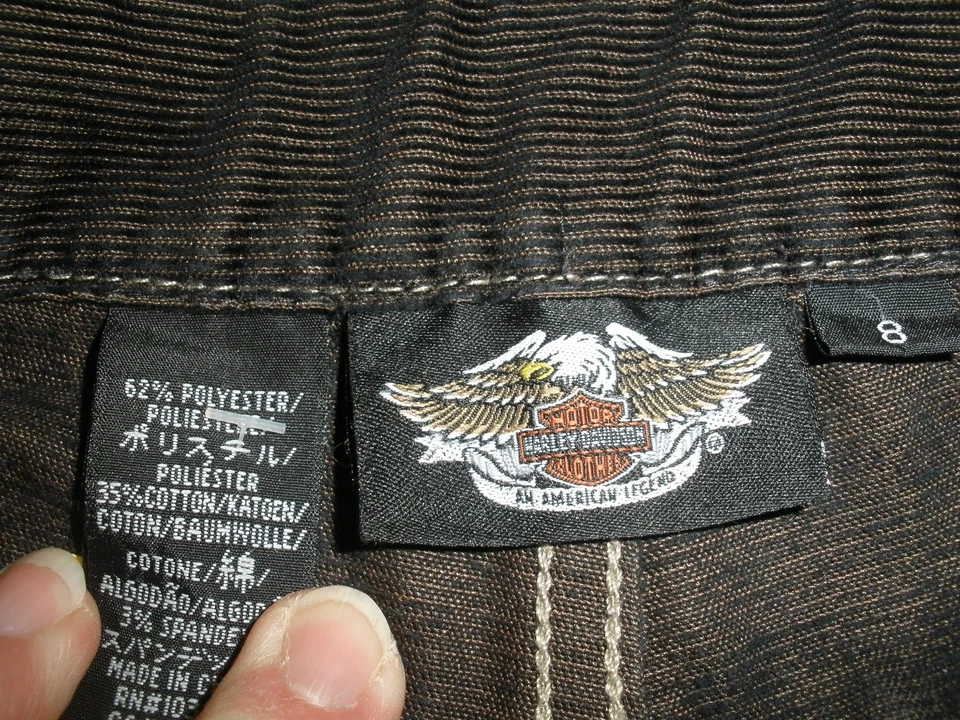 Auténtico Harley Davidson Mujer Pantalones Talla 8 Negro Pana Foto 3 de 4