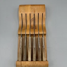 Flint Steakster Set 6 Knives Knife Hollow Ground Stainless Vanadum VTG