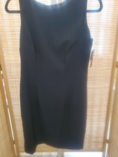AGB Womens Dress Size 8 Black Sleeveless Stretch Back Zipper Pleated Round Neck 