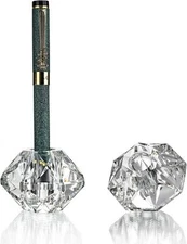 QFkris 2-Packs Crystal Fountain Pen Stand Glass Feather Pen Holder Crystal Pen &