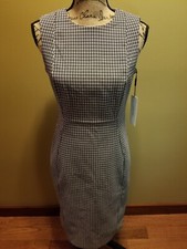NWT Womens Calvin Klein Sleeveless Sheath Dress Black White Pattern 6