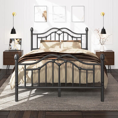 #ad Metal Platform Bed Frame Twin Full Queen Size with Headboard and Footboard $139.98