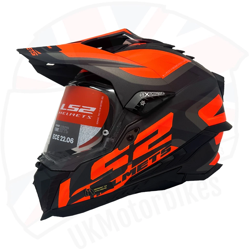 LS2 MX701 EXPLORER FIBREGLASS DUAL SPORT MOTORCYCLE QUAD HELMET ALTER ORANGE - Image 3 of 4