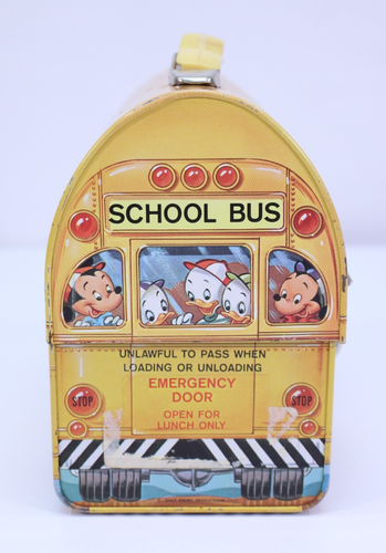 Vintage 1960er Walt Disney Schulbus Metall Brotdose Aladdin Blechfiguren EUC - Bild 2 von 15