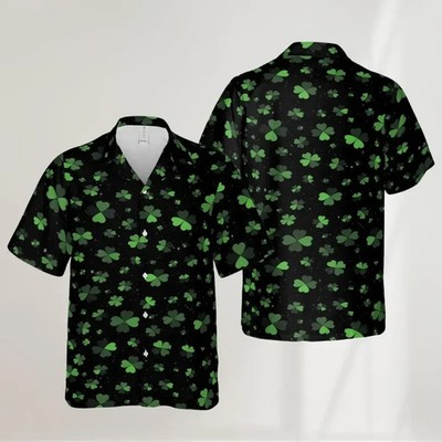 St Patrick's Day Shamrock Hawaiian Shirt Irish Lucky Aloha Beach Men's