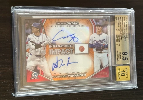 2024 Bowman Chrome Dual Auto Orange RC Yoshinobu Yamamoto Shohei Ohtani 16/25 - Picture 1 of 2