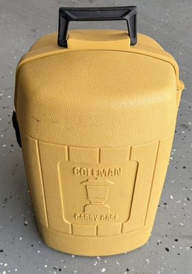 #ad Vintage Coleman Lantern Yellow Clamshell Carry Case for dual mantle 220 $80.00