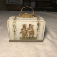 Antique White Milk Glass Suitcase Candy Conta...