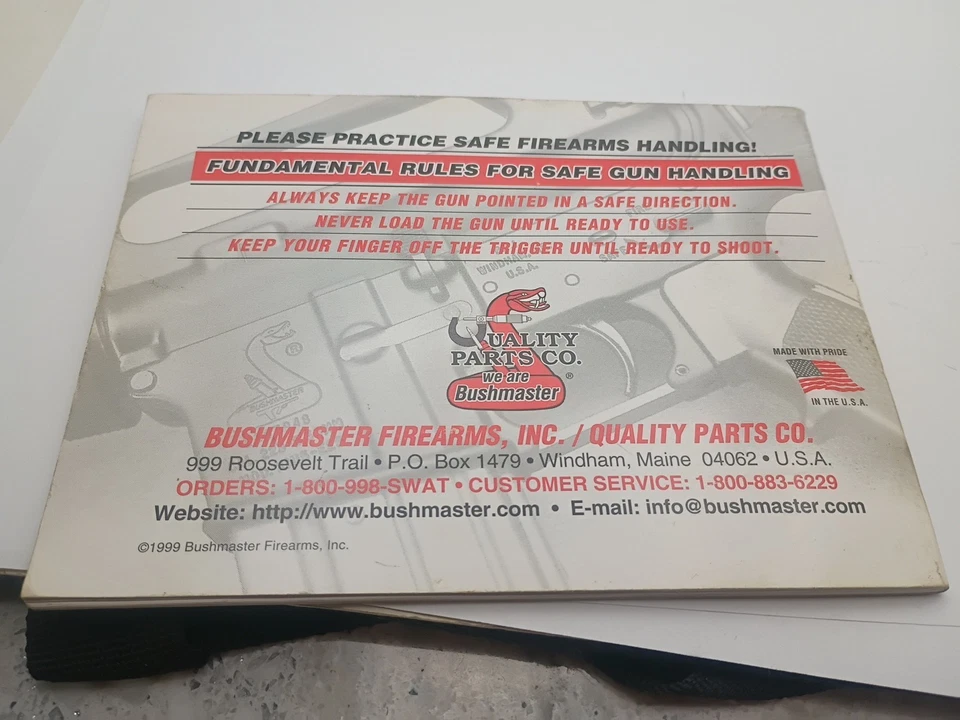 Bushmaster XM15 manual del propietario 1999 Foto 2 de 4