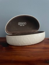 Coach Logo Sunglass Eyeglass Case Off White Hard Clamshell Quick Snap Close