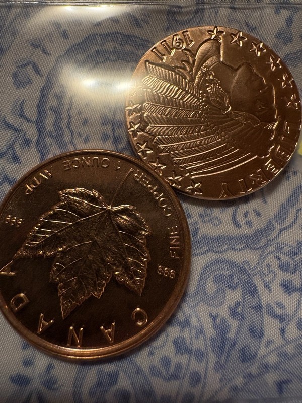 One Ounce Copper Coins !!! 2- Pack .. See Picts