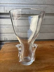 Vintage Steuben Art Glass Clear Crystal Vase Lloyd Atkins Lyre 8”