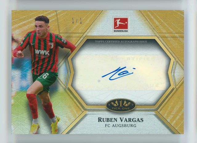 2021-22 Ruben Vargas Topps Tier One Matchwinner Gold FC Augsburg handsigniert 1/1
