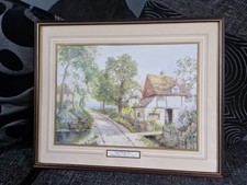 Daniel Sherrin English Country Lane 1895-1915 Oil Painting Vintage Frame