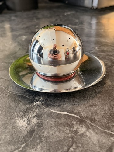 Russel Wright Chase Chrome Cocktail Ball with Olympia Saucer