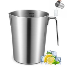 2L 68oz 8 Cup 18/8 Stainless Steel Measuring Cup Handle Pour Lip Pitcher