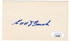 Edd Roush Signed Autographed Index Card Reds HOF Legend JSA AR12998