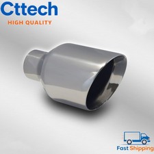 5in Stainless Exhaust Tip 2.5in Inlet 9in Lnth Angle Cut Double Wall Hi-polished 5in Stainless Exhaust Tip 2.5in Inlet 9in Lnth Angle Cut Double Wall Hi-polished