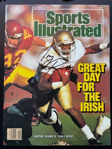 Notre Dame vs USC 1988 Sports Illustrated signed by Tony Rice. Mint condition!