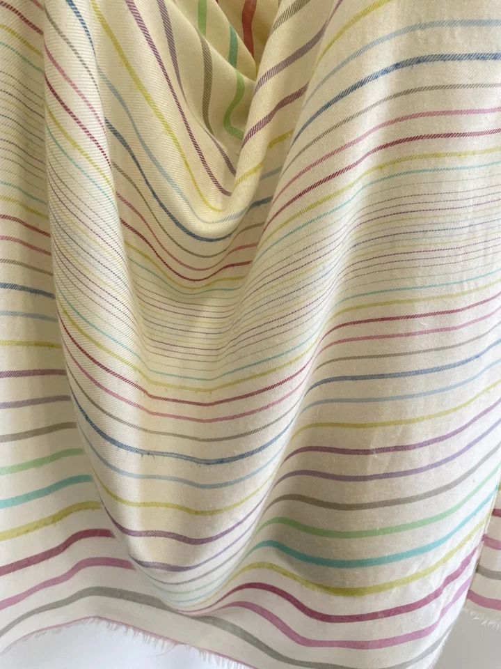 AS3#Loro Piana 70% Cachemira 30% Seda Rayas Chal Envoltura Hecho en Italia (Sin Etiqueta) Foto 2 de 4