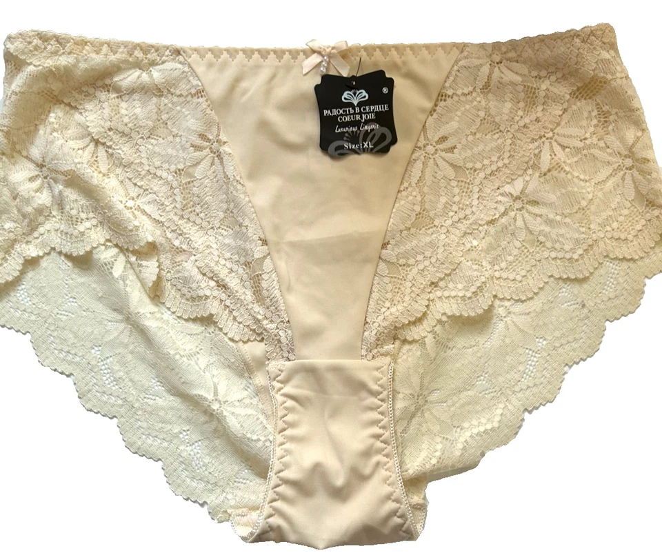 Mujer Talla L/XL Elegante Beige con Bragas de Encaje Bikini Comodidad con Panty de Encaje Foto 3 de 3