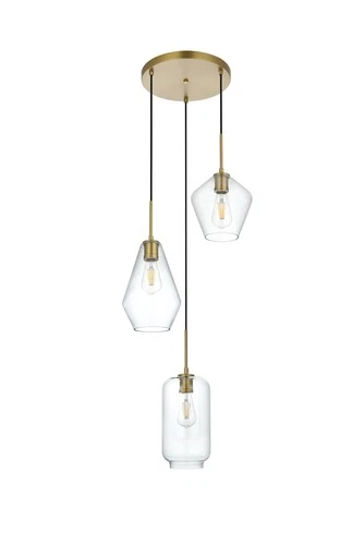 Elegant Lighting LD2268 Gene 3 Light 17"W Multi Light Pendant - Chrome - Picture 4 of 12