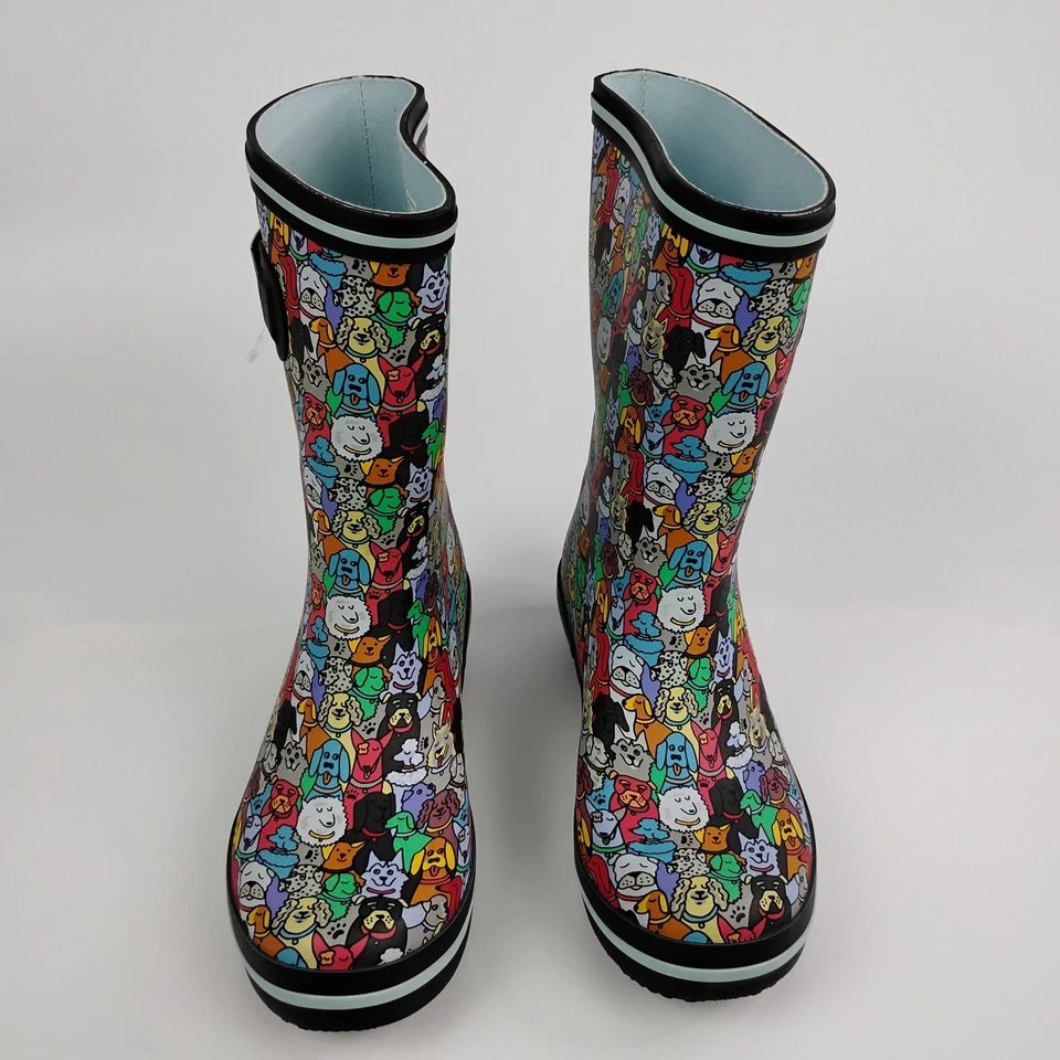 Skechers BOBS Botas de Lluvia para Mujer 6 Cuadros de Lluvia Estampado de Perro Woof Fiesta 33373 NUEVAS Foto 2 de 4