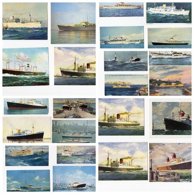 Restposten 24 alte Mid Century Maritime Reederei Postkarten 50er 60er Jahre