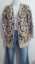 Womens Long Fluffy Animal Print Cardigan Size Small 6-8 Y2K Bratz style