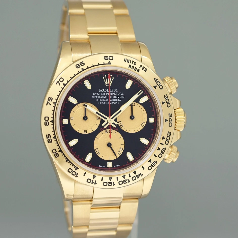 Reloj Rolex Daytona 116508 2022 como nuevo negro Paul Newman oro amarillo cronógrafo 40 mm Foto 3 de 4
