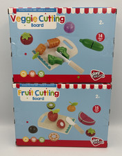 Wooden Play Food Set Cutting Fruits and Veggies Toys for Toddlers 1-3, Preten...