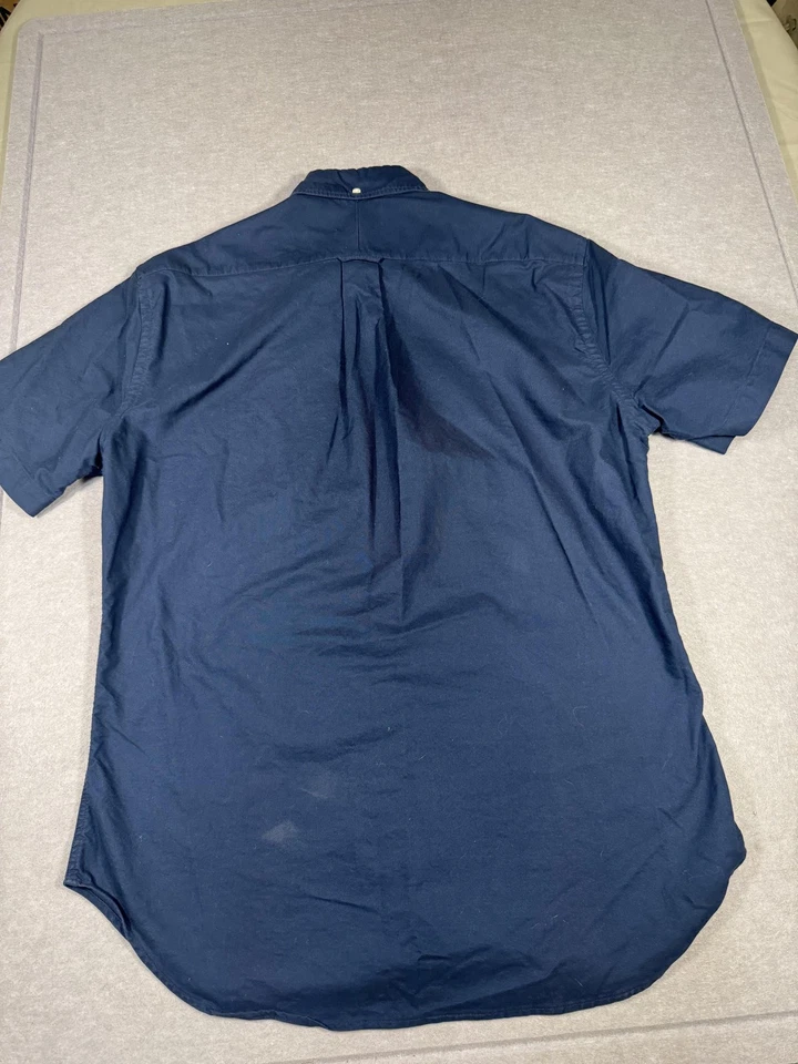 Gitman Bros Shirt Mens Large Navy Blue Oxford Distressed Short Sleeve Made USA - Image 4 of 4