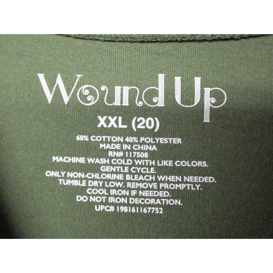 Wound Up Olive Green Humorous Sarcastic Graphic Crew Neck T-shirt Size XXL - Image 3 of 4
