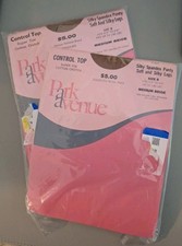 Vintage Park Avenue Controltop Pantyhose 2 Pairs Medium Beige Super Toe Size B