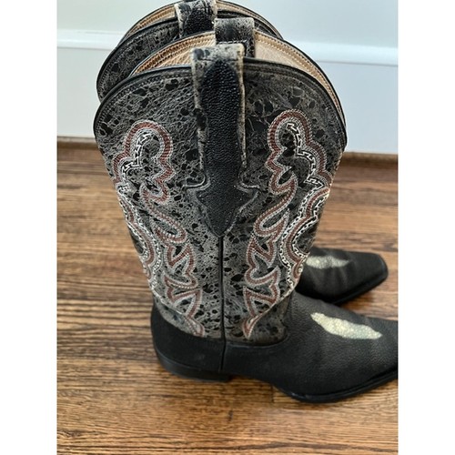 Cowboy Boots El Cadaffy Stingray Skin Full Grain Leather Mens US10/MEX27 Black - Picture 4 of 8