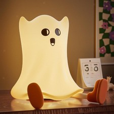 Halloween Ghost Night Lights with Timer Funny Cute Touch Night Lamp Bedside