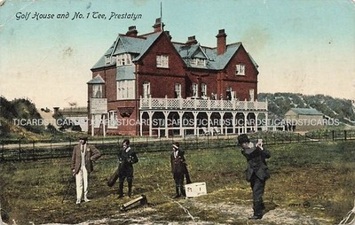 1919 Prestatyn Golf House & No1 Tee Denbighshire Wales Postkarte