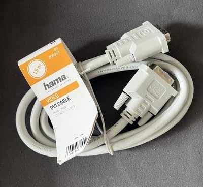 Hama DVI-Kabel, PC-Kabel , 1,50m, Stecker-Stecker, schraubbar, grau,  00200931