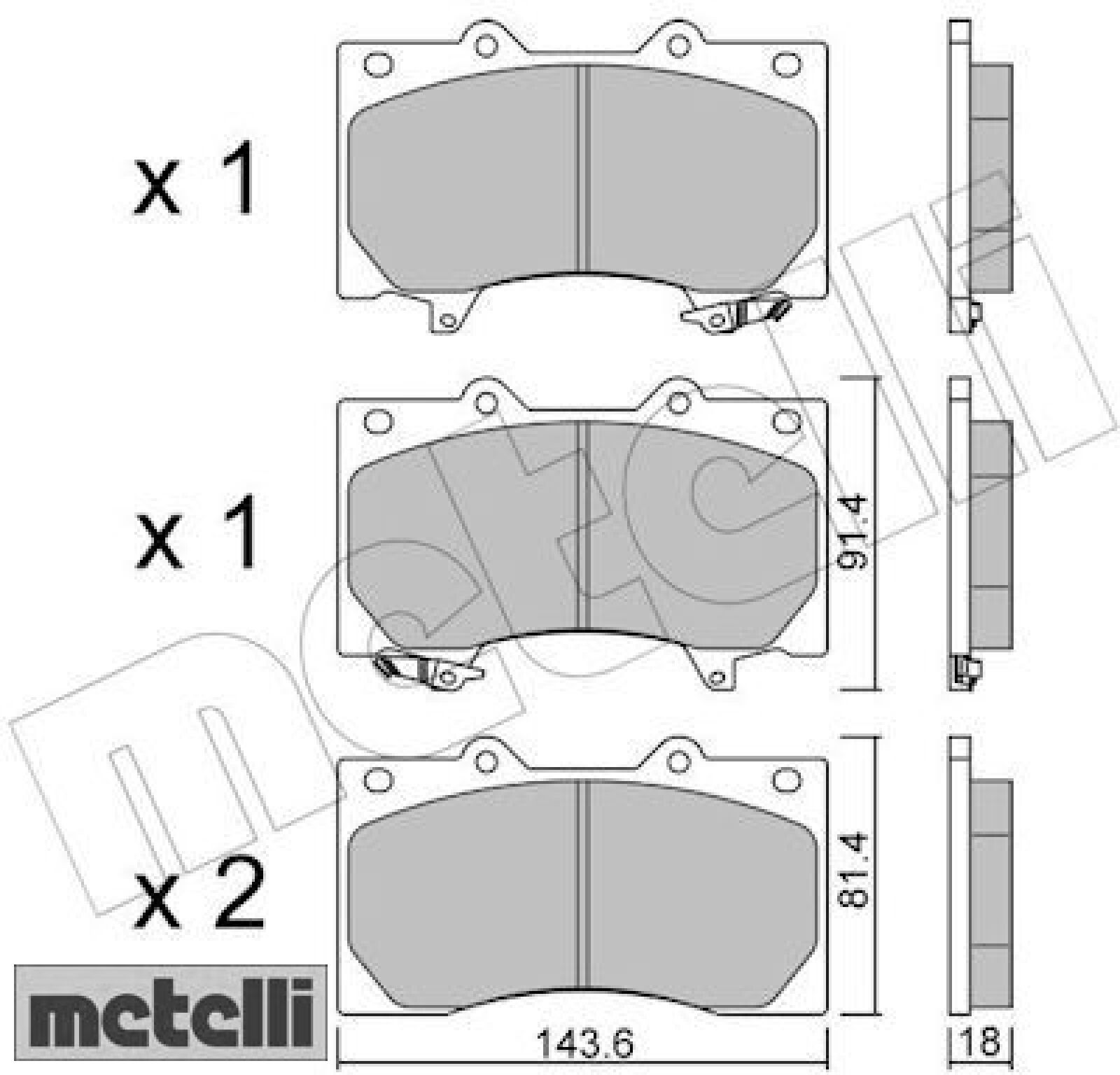 metelli 22-1279-0 Bremsbelagsatz für Scheibenbremse Bremsbelagsatz für Nissan