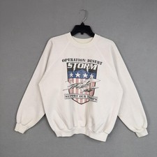 Vintage Desert Storm Sweatshirt Mens XL White Support Our Troops USA 90s Hanes
