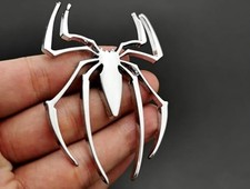 2PCS 3D Spider Emblem Car Sticker Metal Chrome Spider Badges Sticker for Silver