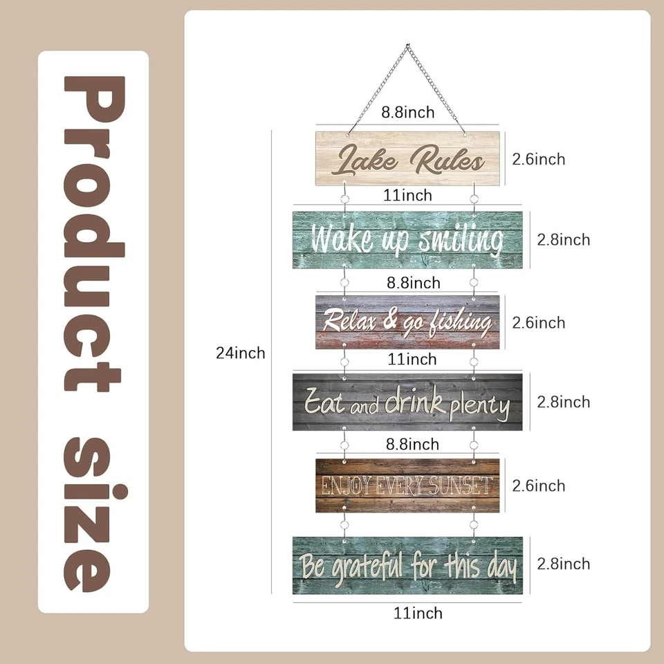 Lake Rule Wall Signs Lake House Decor Rustic Vintage Wall Art Lake House Gifts M - Image 3 of 4